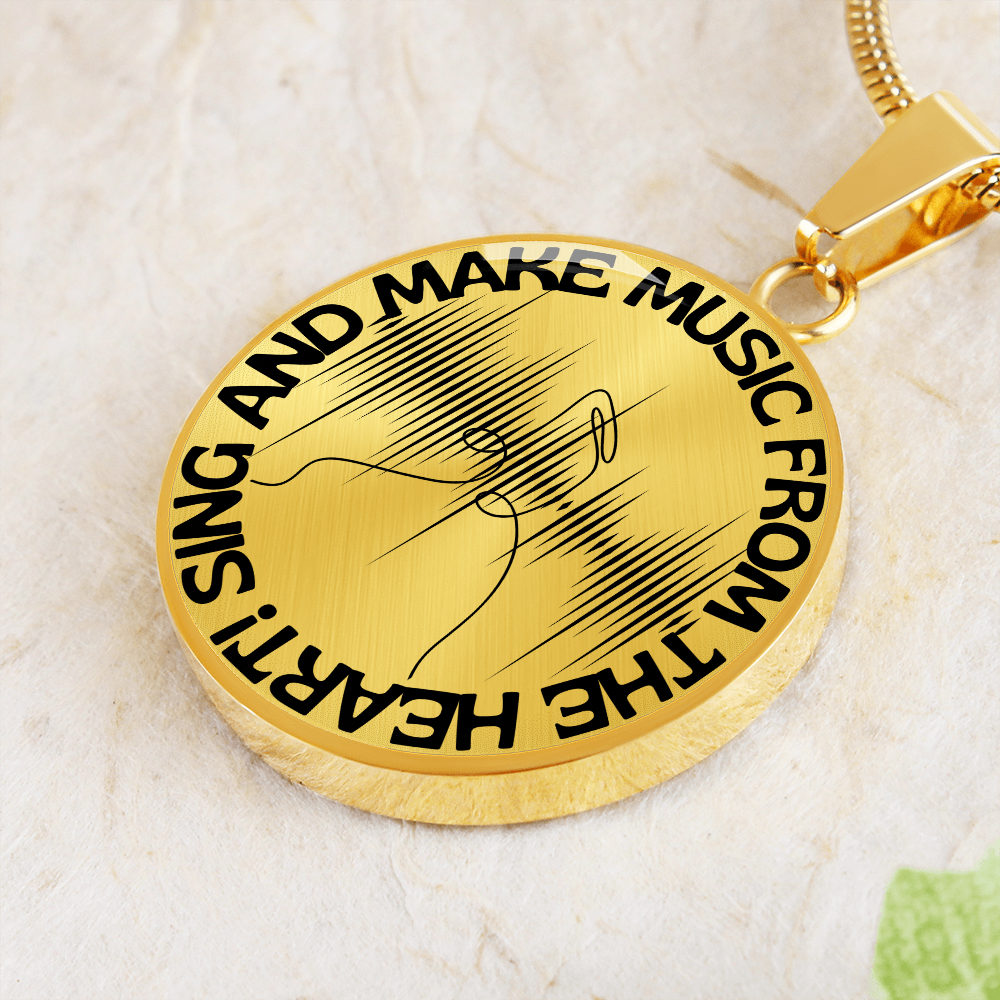 Sing & Make Music From The Heart | Music Notes | Sound Wave | Necklace Circle Pendant