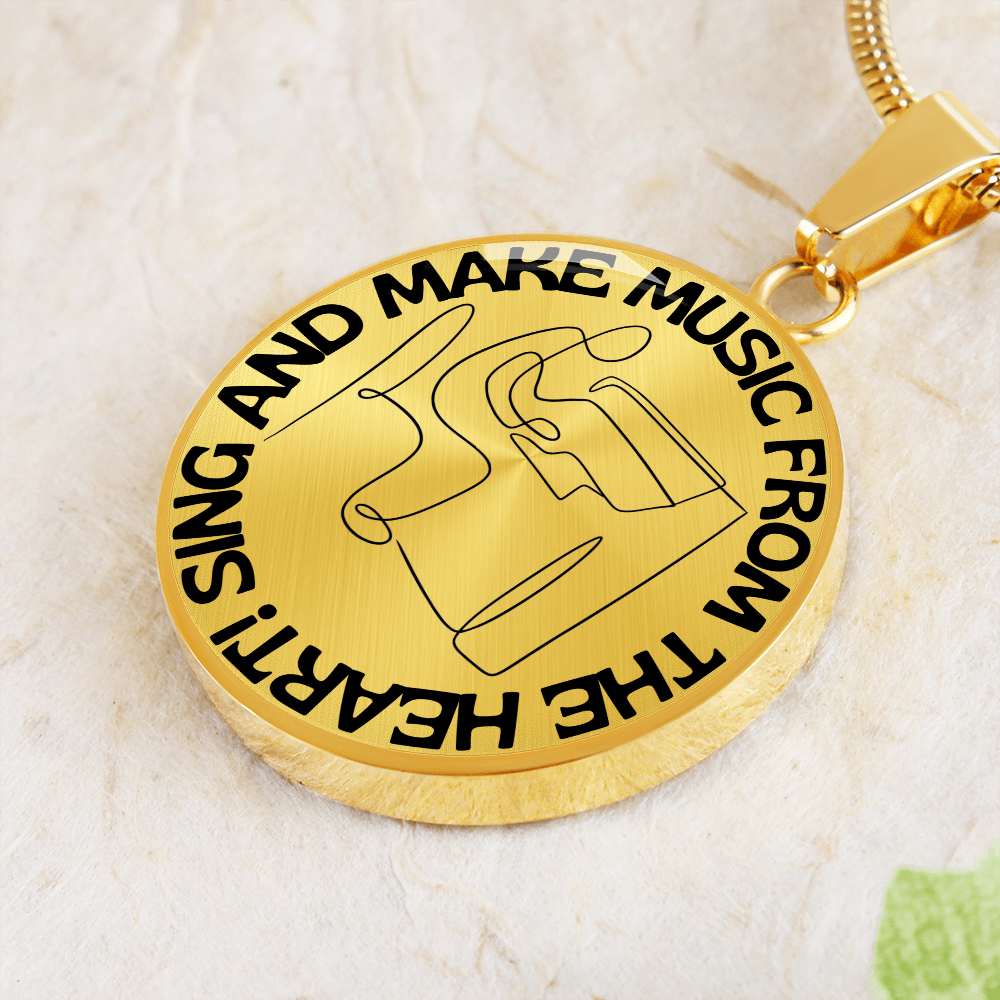 Sing & Make Music From The Heart | Piano | Necklace Circle Pendant