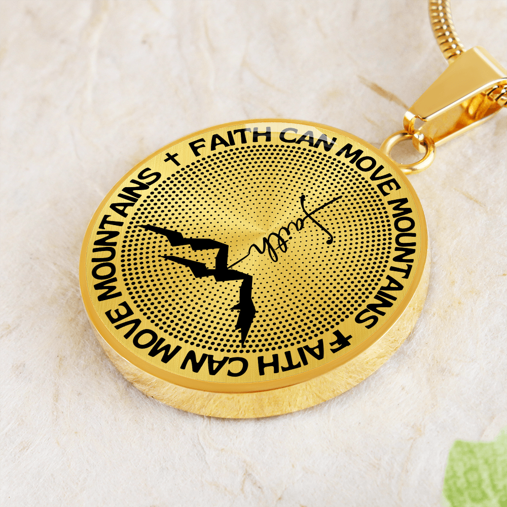 Faith Can Move Mountains | Mountains Faith | Dots | Necklace Circle Pendant