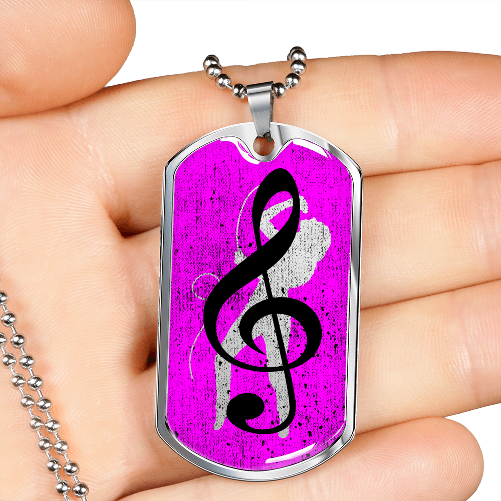 Dog Tag Necklace Pink | Female Singer Cutout | G-clef