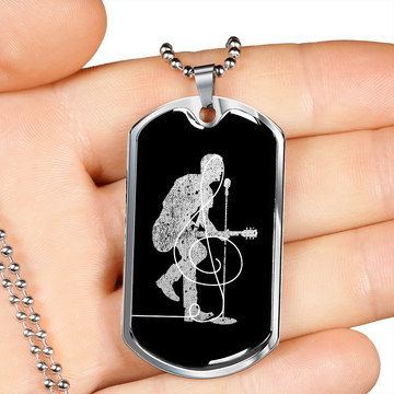 Dog Tag Necklace Black | Male Singer Cutout | Clef | Pink Clef