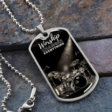 Worship Changes Everything | Drummer | Dog Tag Necklace - Givtz Back