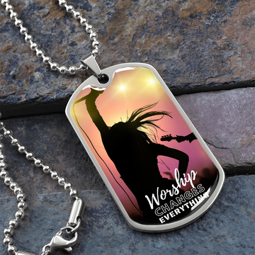 Worship Changes Everything | Female Singer Hand Raised | Dog Tag Necklace