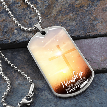 Worship Changes Everything | Cross | Dog Tag Necklace - Givtz Back