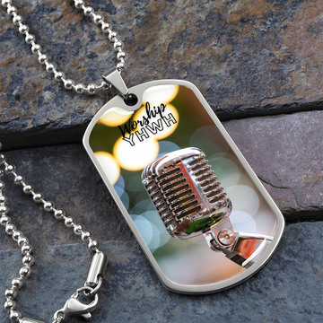 Worship YHWH | Microphone | Dog Tag Necklace - Givtz Back