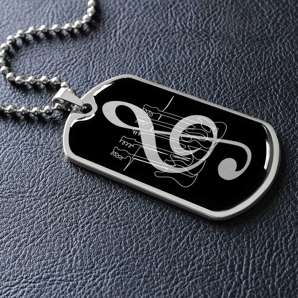 Dog Tag Necklace Black | G-clef Cutout | Basses