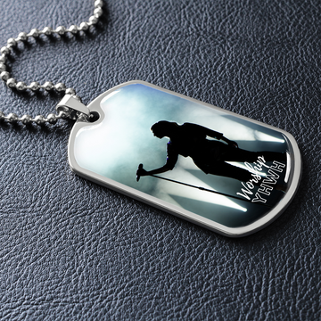 Worship YHWH | Female Singer On Stage | Dog Tag Necklace - Givtz Back