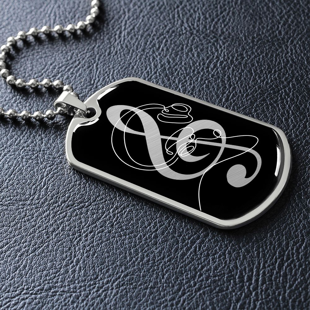 Dog Tag Necklace Black | G-clef Cutout | Headphones
