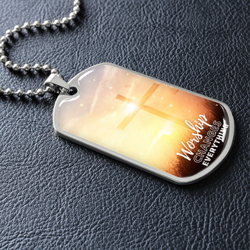 Worship Changes Everything | Cross | Dog Tag Necklace - Givtz Back