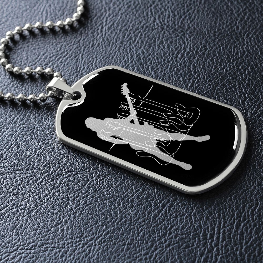 Dog Tag Necklace Black | Female Bassist Cutout | Bass Guitars