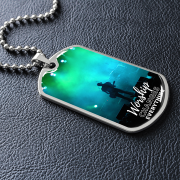 Worship Changes Everything | Electric Guitarist | Dog Tag Necklace - Givtz Back