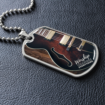 Worship Changes Everything | Electric Guitar Hollow | Dog Tag Necklace - Givtz Back