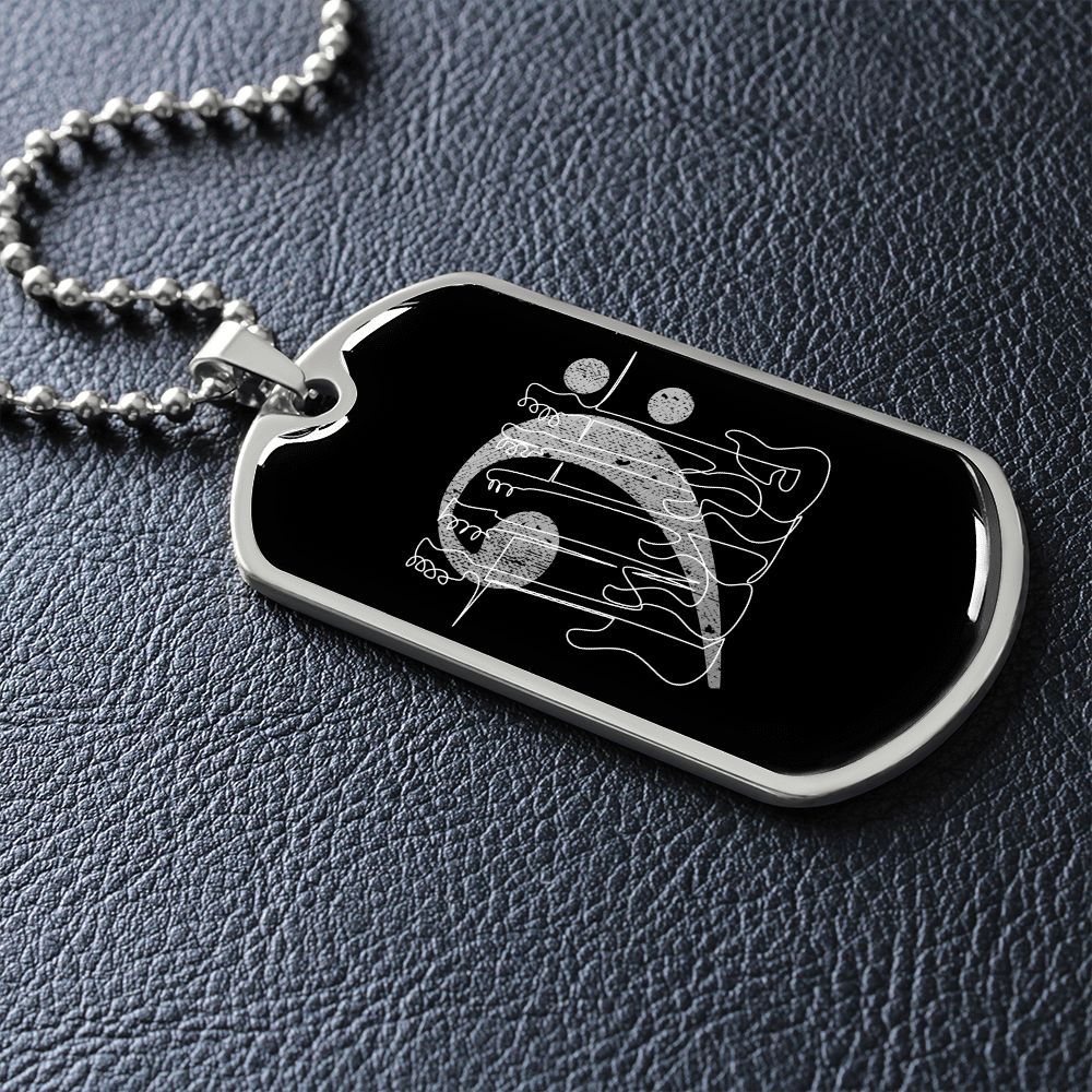 Dog Tag Necklace Black | Bass Clef Cutout | Basses | Distressed