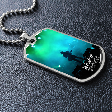 Worship YHWH | Electric Guitarist | Dog Tag Necklace - Givtz Back