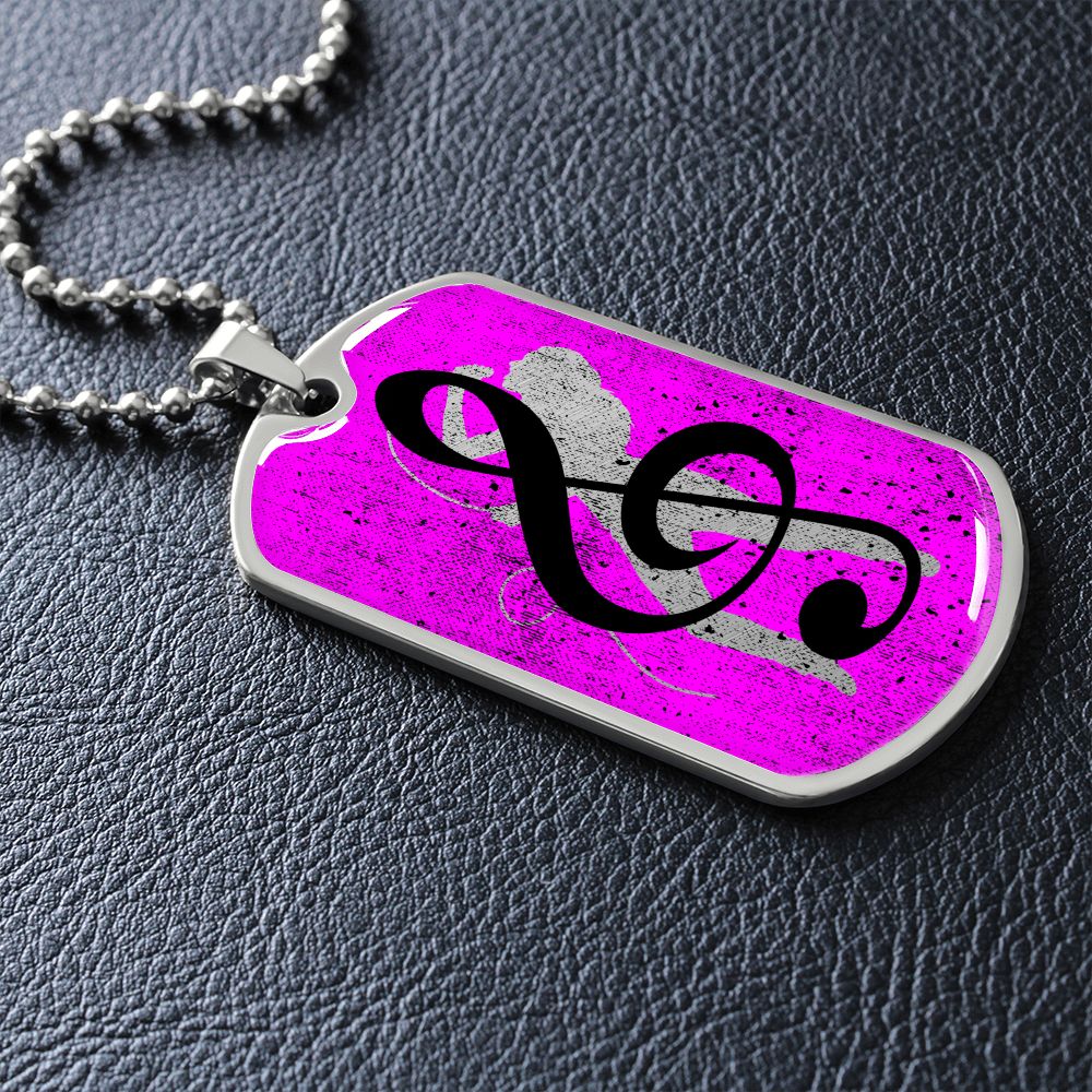 Dog Tag Necklace Pink | Female Singer Cutout | G-clef