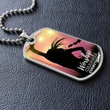 Worship Changes Everything | Female Singer Hand Raised | Dog Tag Necklace - Givtz Back