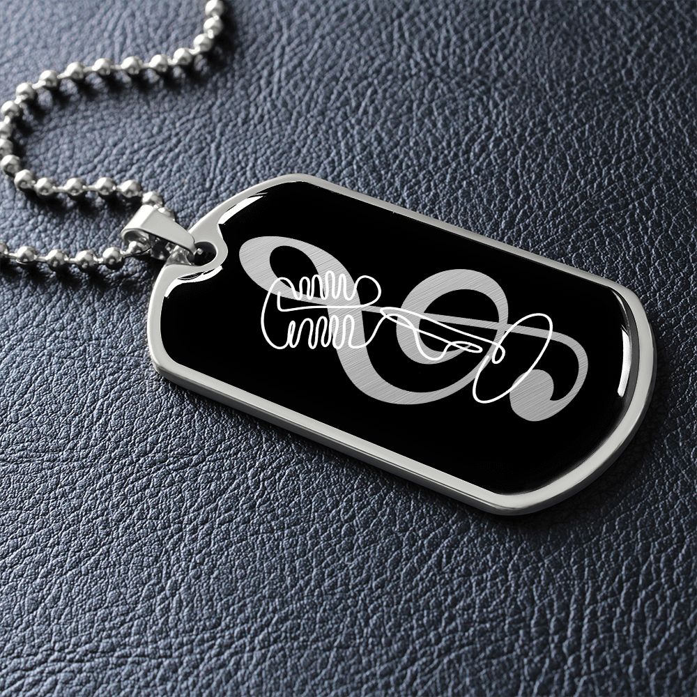 Dog Tag Necklace Black | G-clef Cutout | Vintage Mic