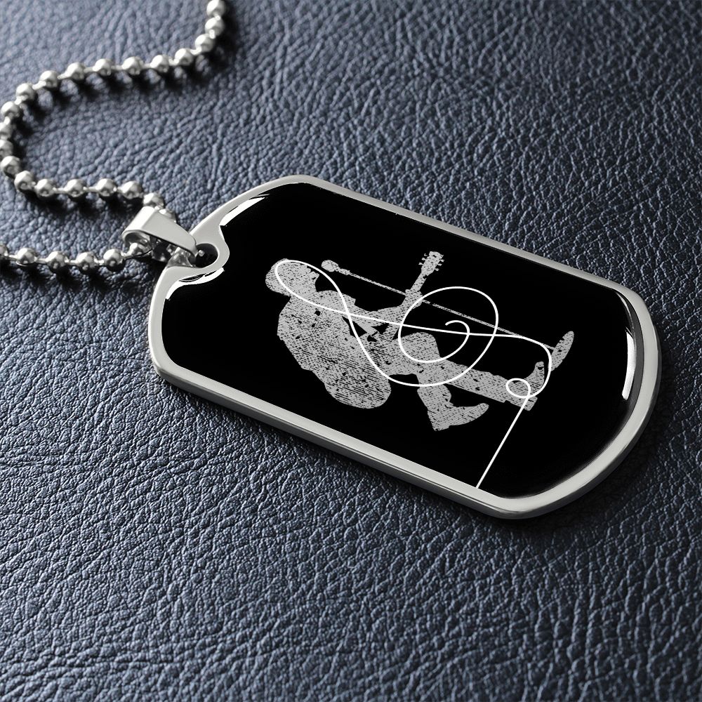 Dog Tag Necklace Black | Male Singer Cutout | Clef | Pink Clef