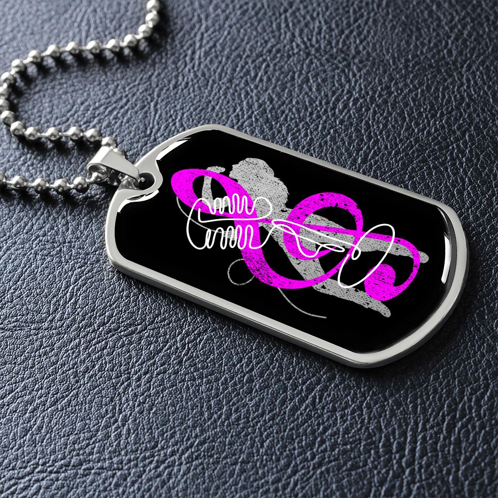 Dog Tag Necklace Black | Female Singer Cutout | Vintage mic | Pink Clef