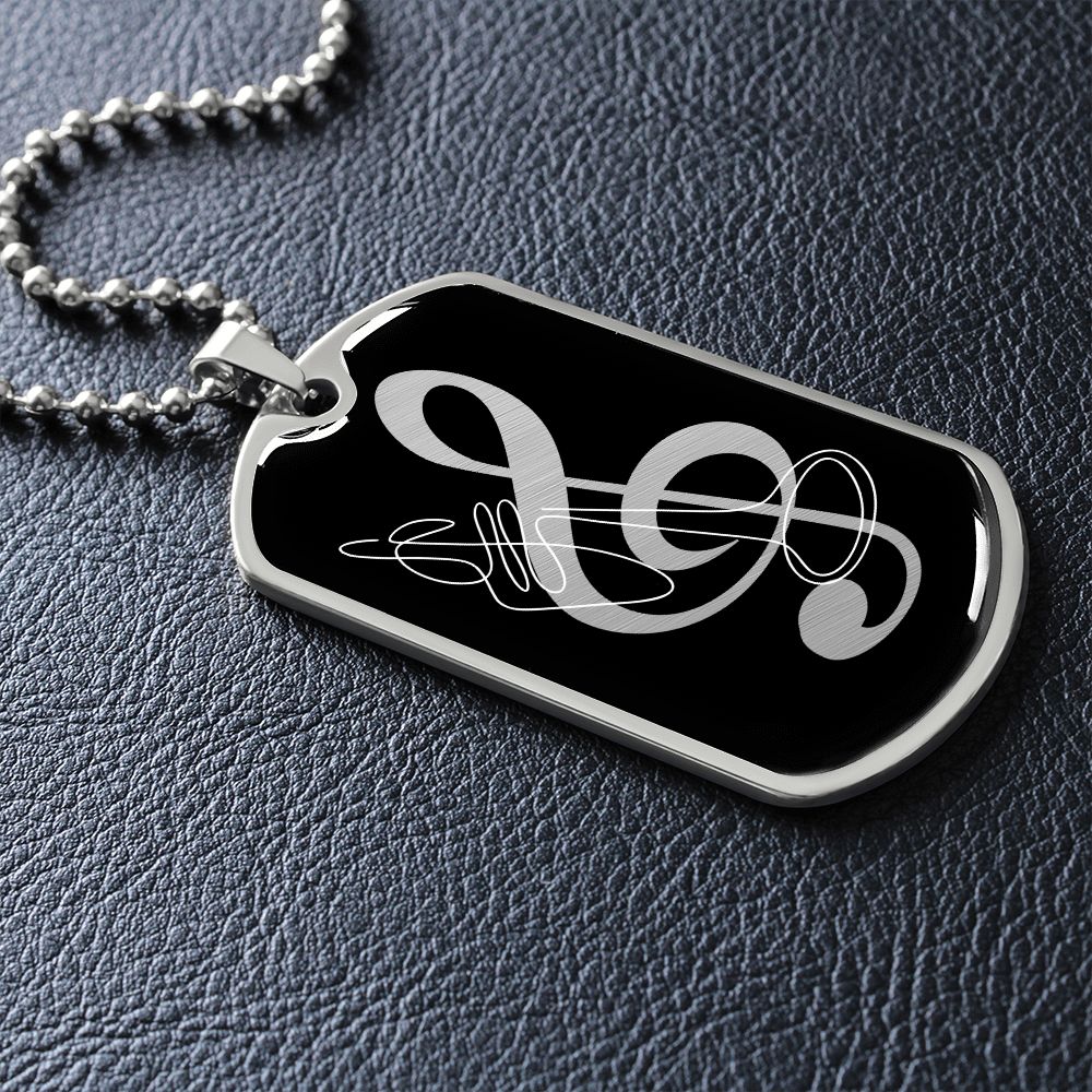 Dog Tag Necklace Black | G-clef Cutout | Trumpet