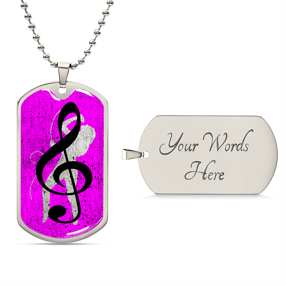 Dog Tag Necklace Pink | Female Singer Cutout | G-clef