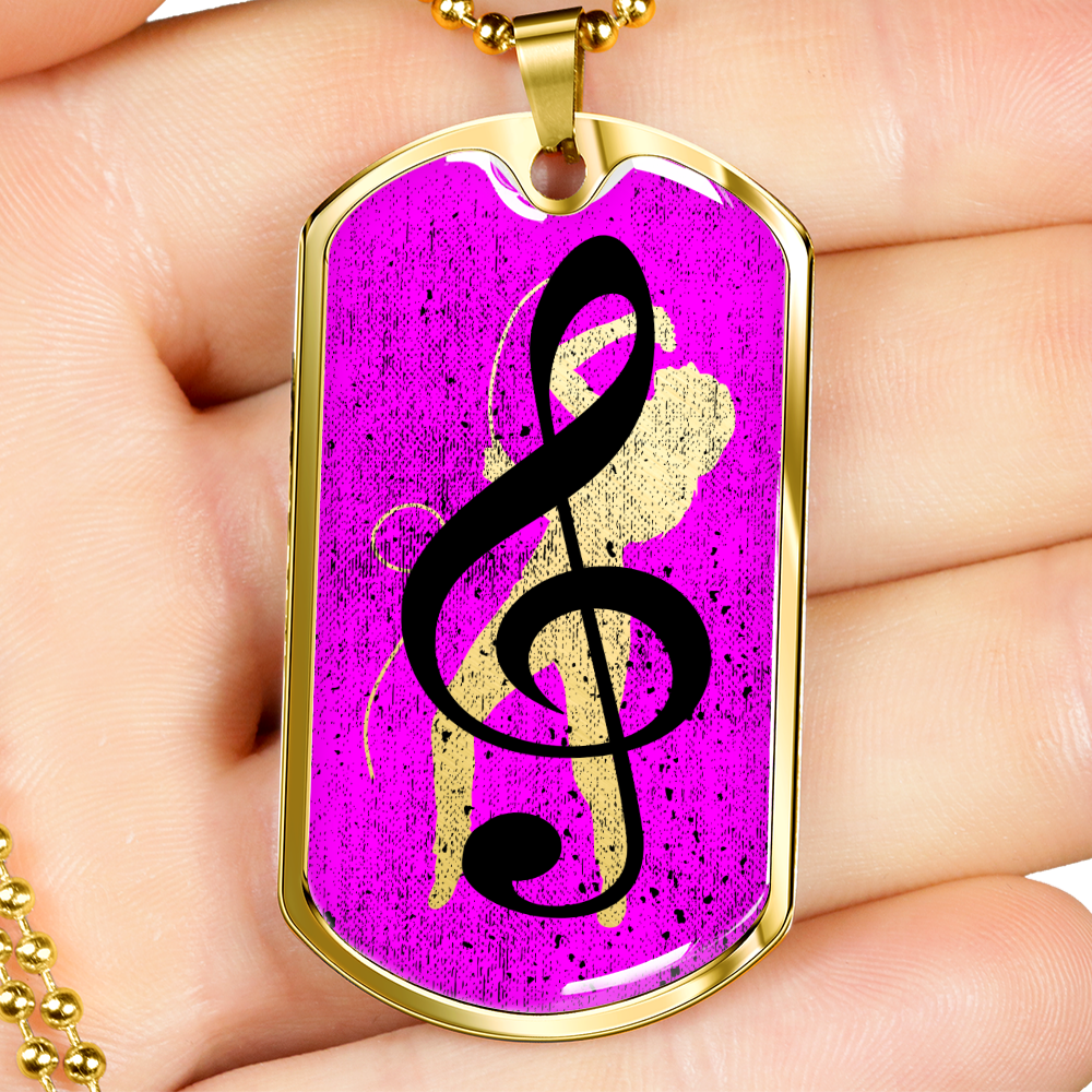 Dog Tag Necklace Pink | Female Singer Cutout | G-clef