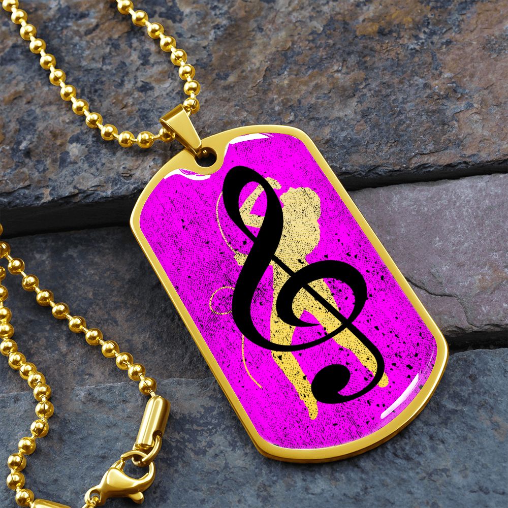 Dog Tag Necklace Pink | Female Singer Cutout | G-clef
