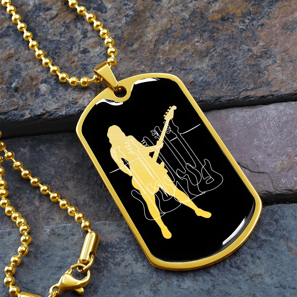 Dog Tag Necklace Black | Female Bassist Cutout | Bass Guitars