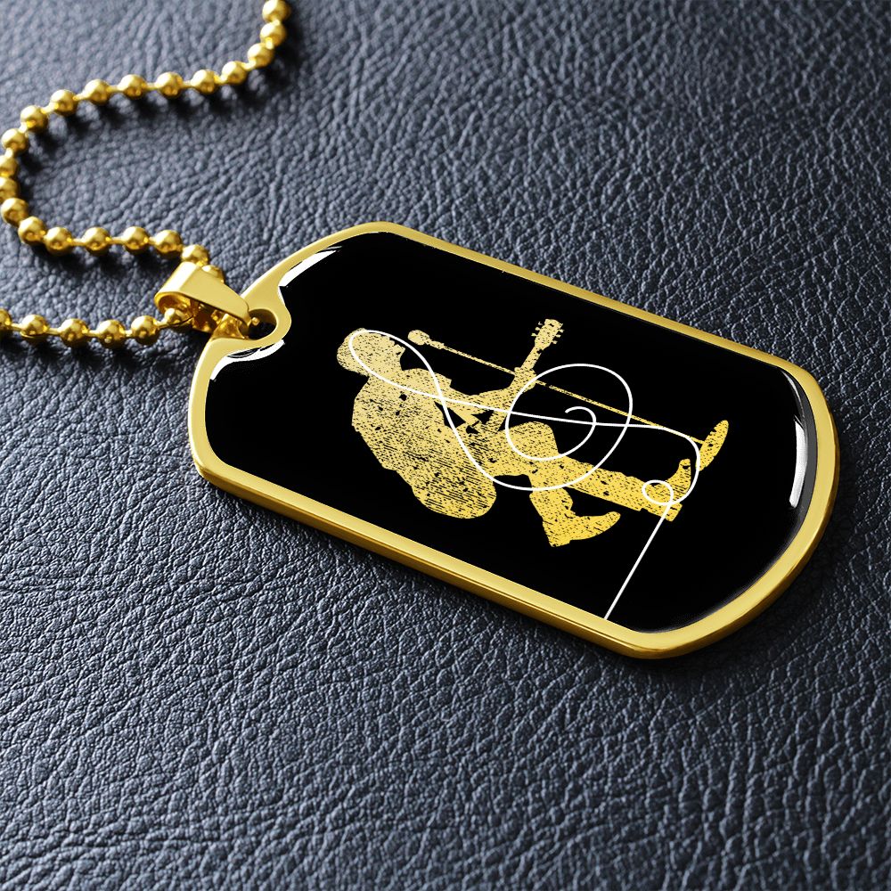 Dog Tag Necklace Black | Male Singer Cutout | Clef | Pink Clef