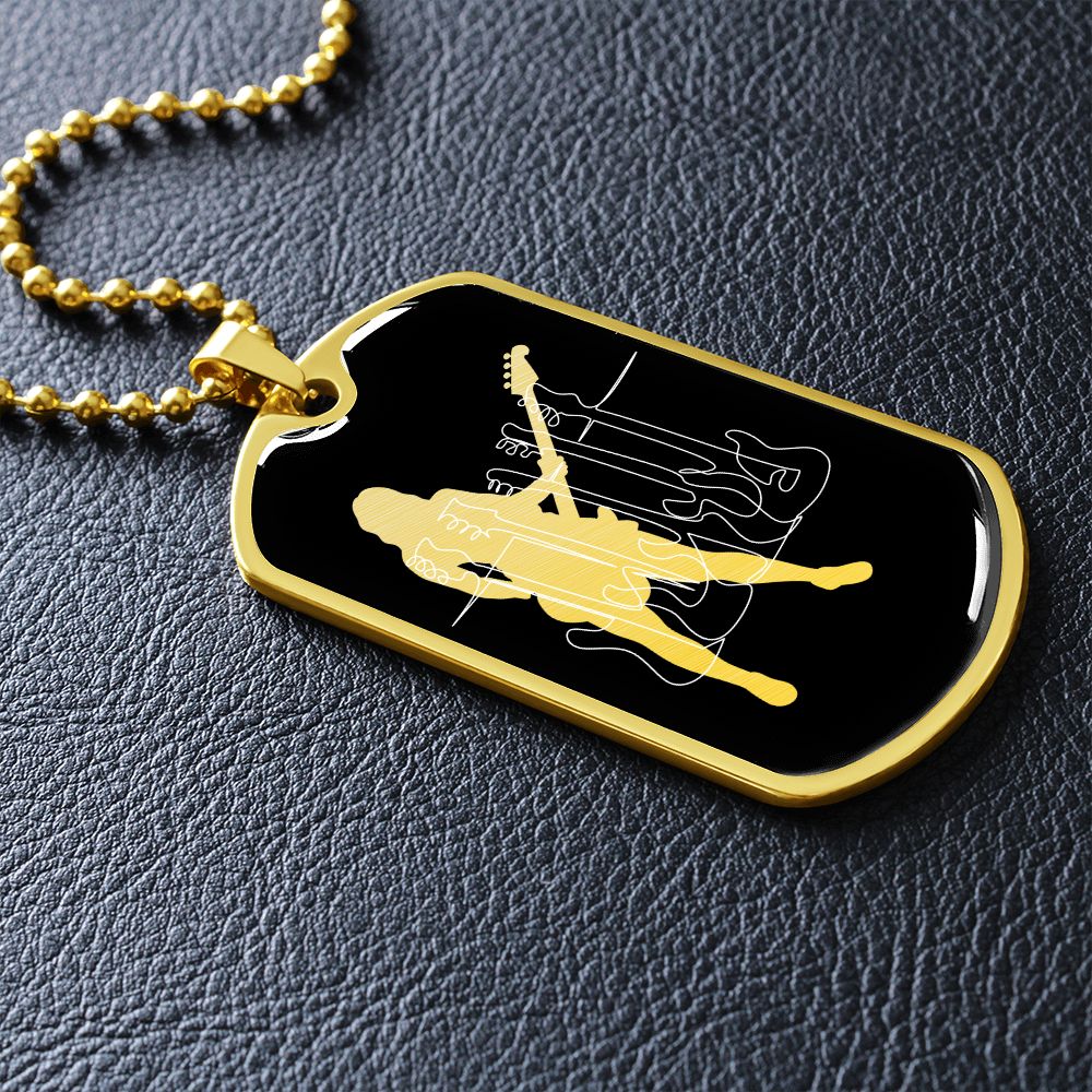Dog Tag Necklace Black | Female Bassist Cutout | Bass Guitars