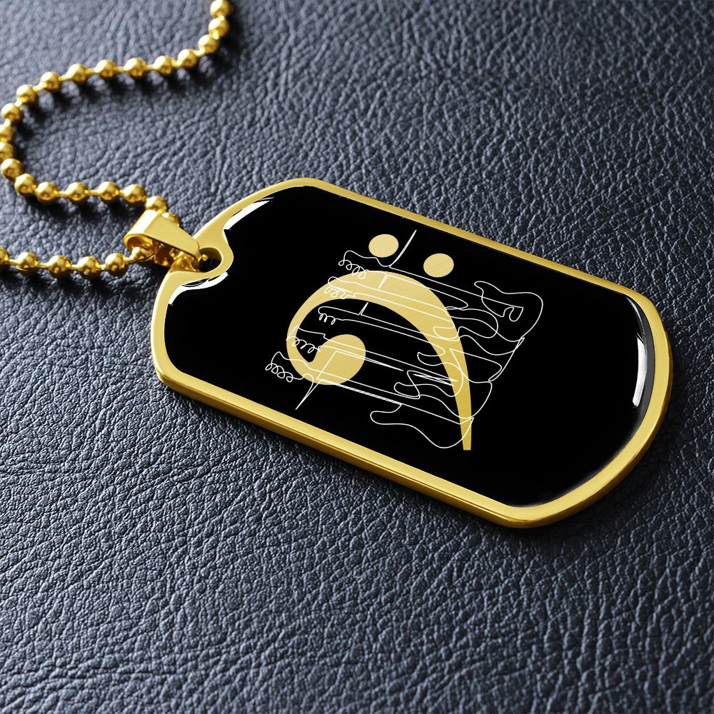 Dog Tag Necklace Black | Bass Clef Cutout | Basses