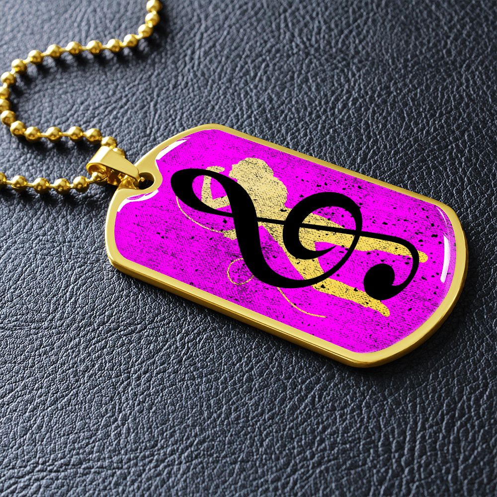 Dog Tag Necklace Pink | Female Singer Cutout | G-clef