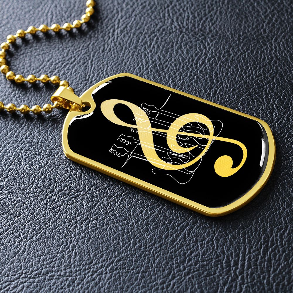 Dog Tag Necklace Black | G-clef Cutout | Basses