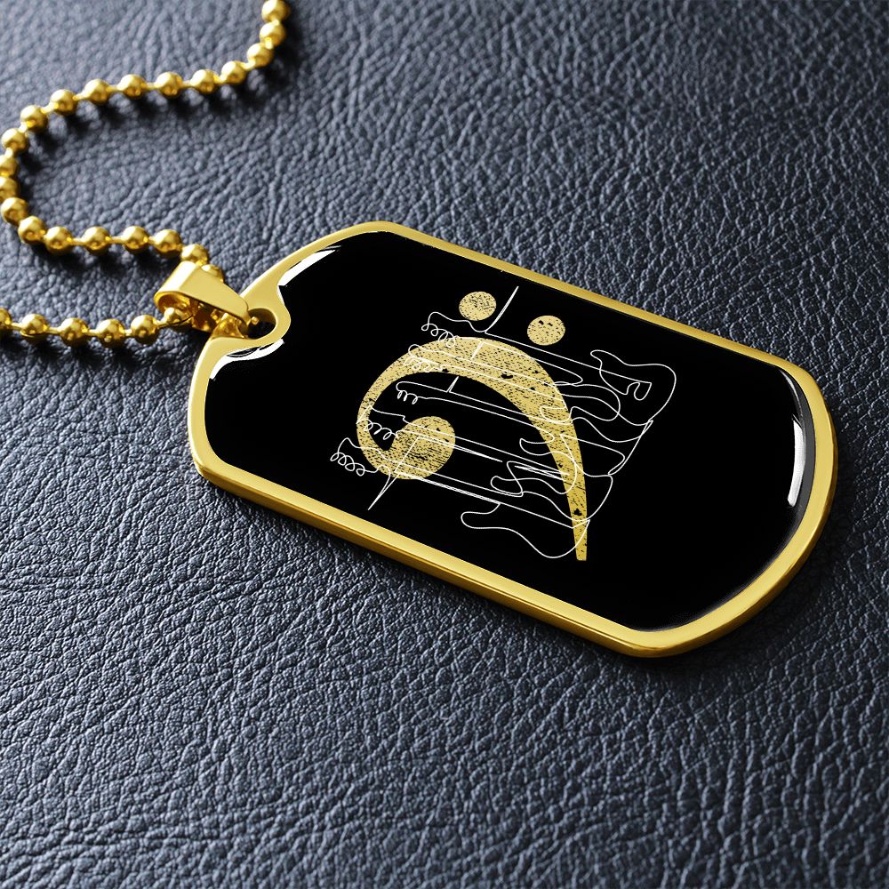 Dog Tag Necklace Black | Bass Clef Cutout | Basses | Distressed