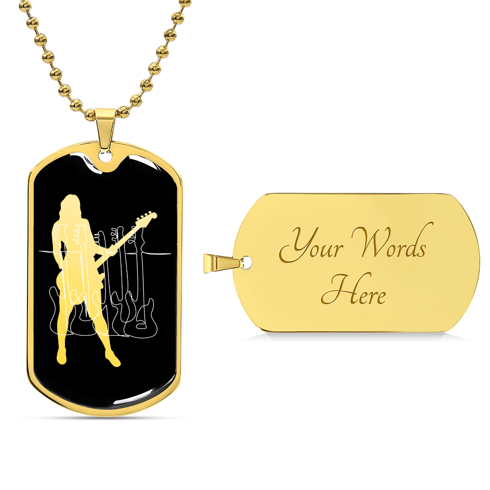 Dog Tag Necklace Black | Female Bassist Cutout | Bass Guitars