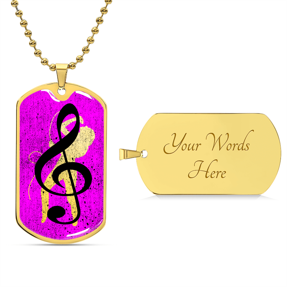 Dog Tag Necklace Pink | Female Singer Cutout | G-clef
