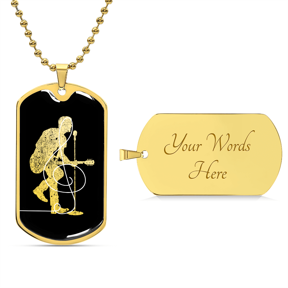 Dog Tag Necklace Black | Male Singer Cutout | Clef | Pink Clef