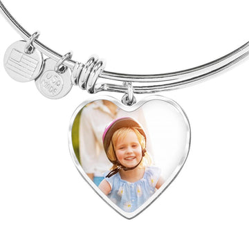 [Upload Your Photo] Heart Bangle | Gift for Mom, Grandma, Daughter, Granddaughter, Sister, (Future) Wife, Girlfriend, or BFF