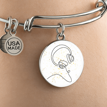 Head Phones Music Notes | Circle Bangle | Gift for Music Lover - Givtz Back