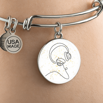Head Phones Music Notes | Circle Bangle | Gift for Music Lover
