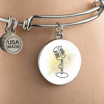 Microphone Vintage Gold Splatter | Circle Bangle | Gift for Singer - Givtz Back