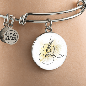Acoustic Gold Splatter | Circle Bangle | Gift for Acoustic Guitarist - Givtz Back