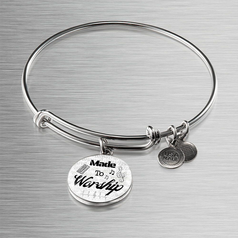Made to Worship Silver Sheet Music | Bangle Circle Pendant | Piano Keys | Gift for Pianist
