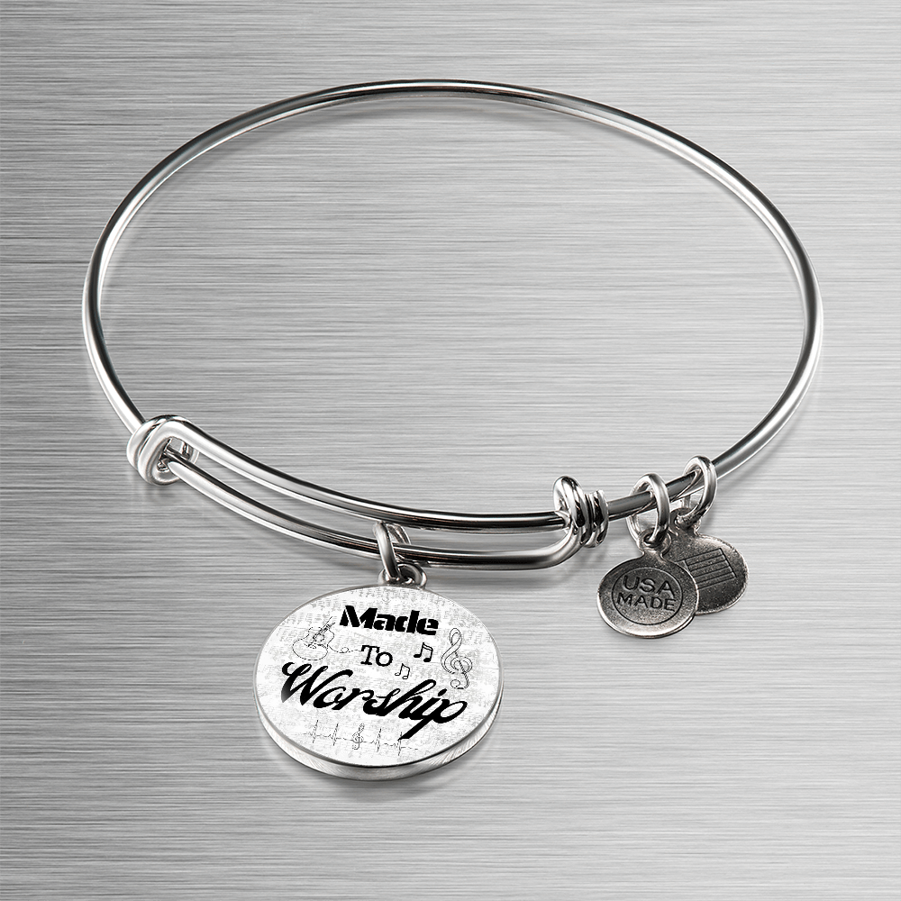 Made to Worship Silver Sheet Music | Bangle Circle Pendant | Guitar | Gift for Guitarist