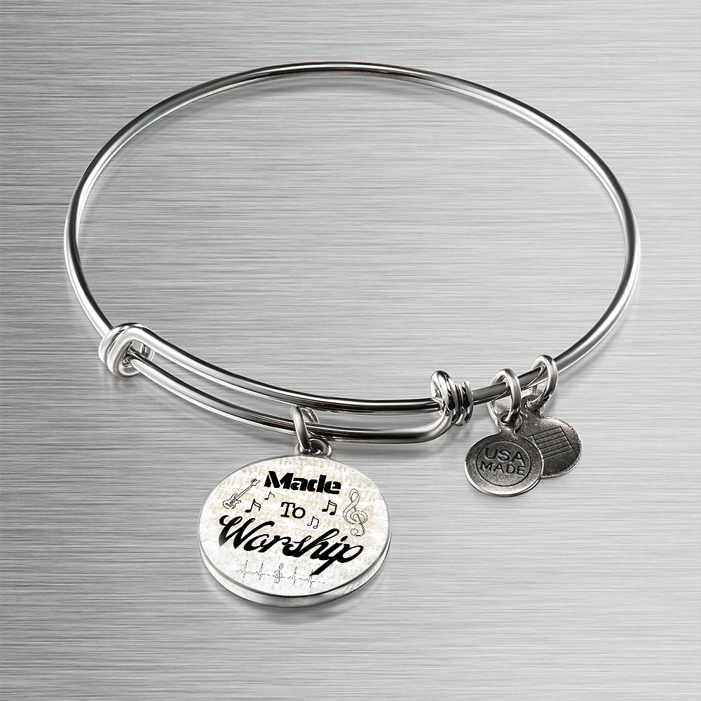 Made to Worship Gold Sheet Music | Bangle Circle Pendant | Bass Guitar | Gift for Bassist