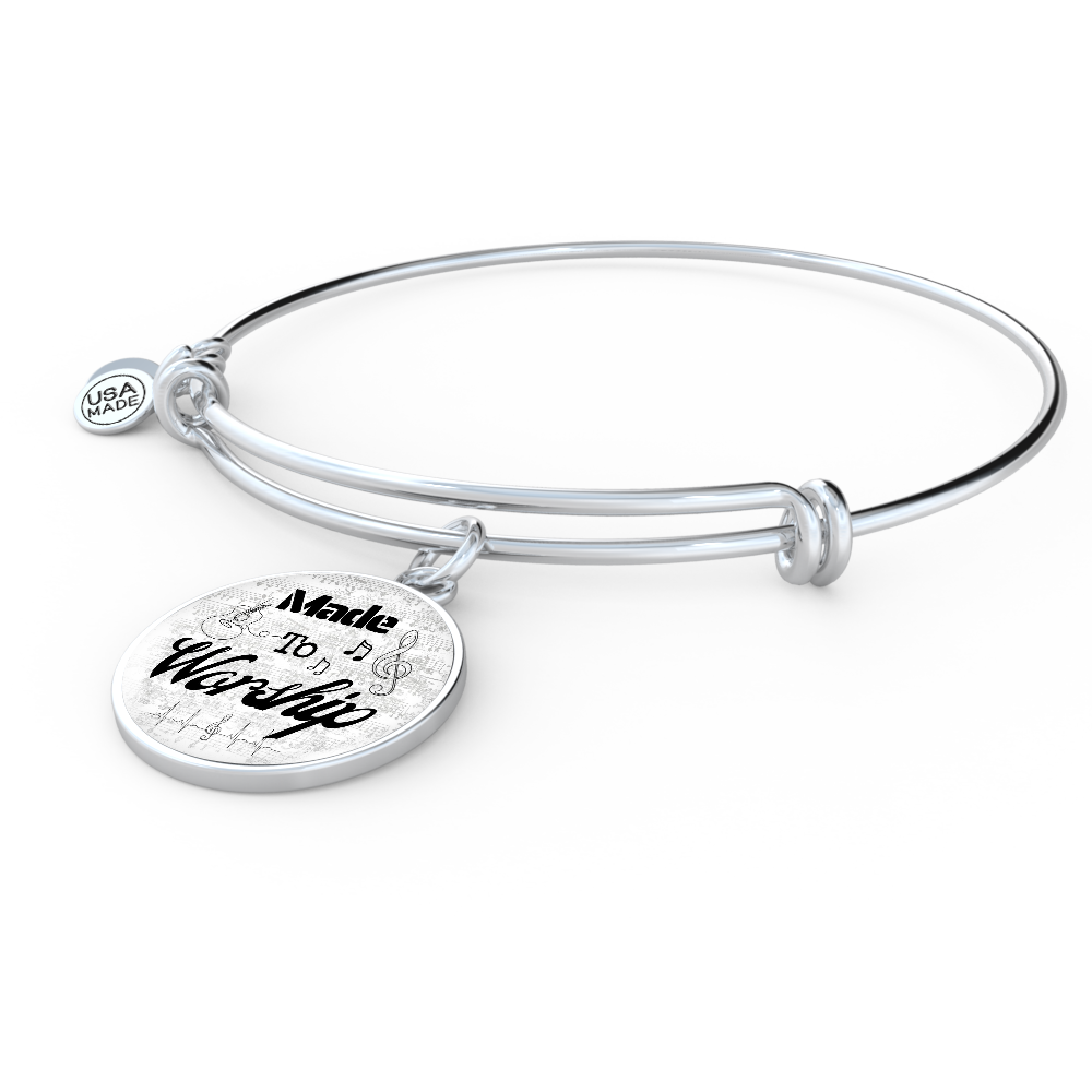 Made to Worship Silver Sheet Music | Bangle Circle Pendant | Guitar | Gift for Guitarist