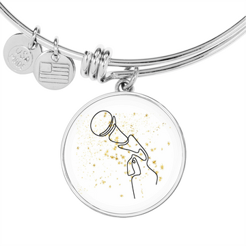 Microphone Gold Stars | Circle Bangle | Gift for Singer - Givtz Back