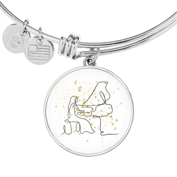 Grand Piano Gold Stars | Circle Bangle | Gift for Pianist - Givtz Back