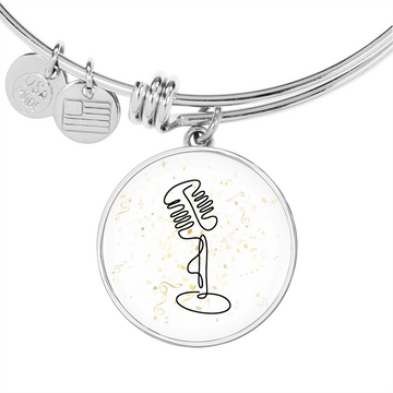 Microphone Vintage Music Notes | Circle Bangle | Gift for Singer - Givtz Back