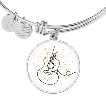 Acoustic Guitar Stars | Circle Bangle | Gift for Acoustic Guitarist - Givtz Back